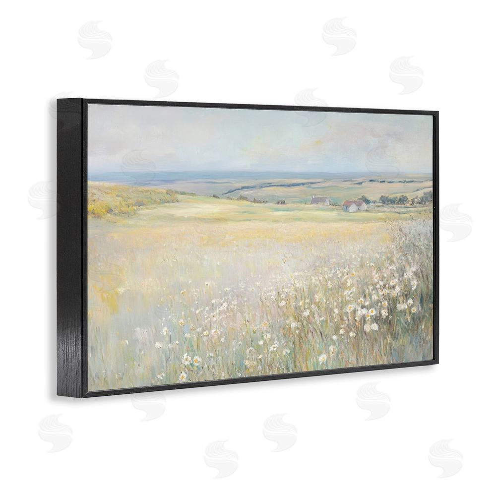 Petal Prints Design Country Homes Open Landscape Black Framed Giclee Wall Art Print