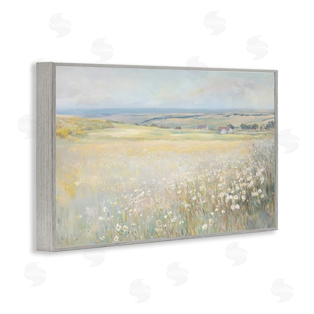 Petal Prints Design Country Homes Open Landscape Gray Framed Giclee Wall Art Print