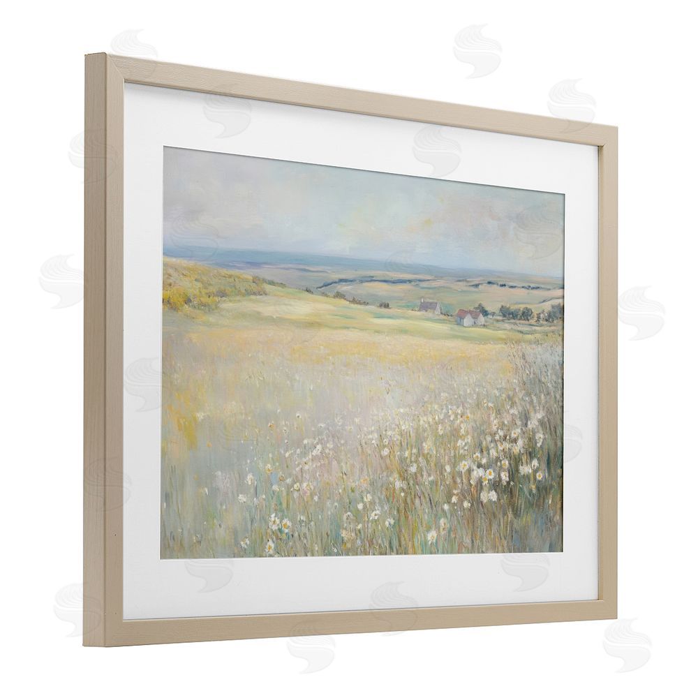 Petal Prints Design Country Homes Open Landscape Birch Framed Print Under Glass with White Mat Wall Art