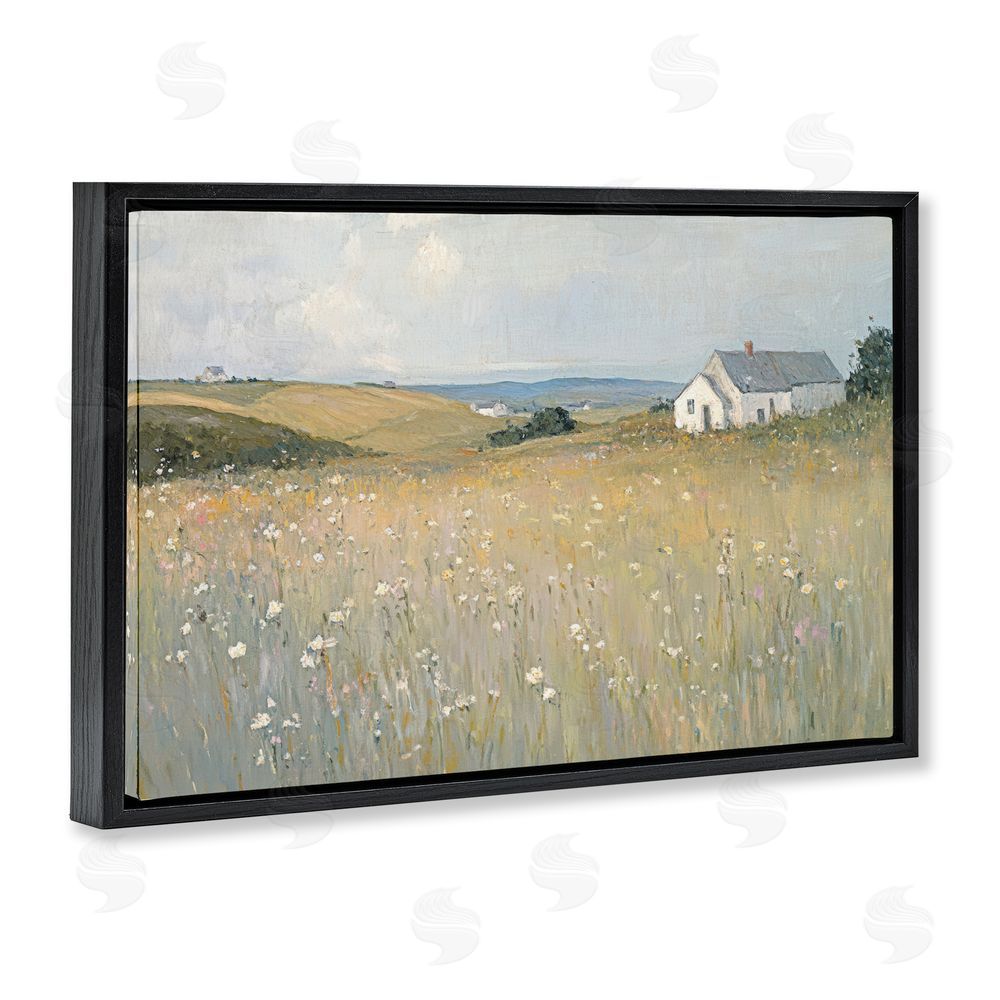 Petal Prints Design Homes in the Hills Black Floating Frame Canvas Wall Art Print
