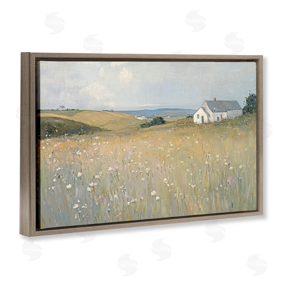 Petal Prints Design Homes in the Hills Brown Floating Frame Canvas Wall Art Print