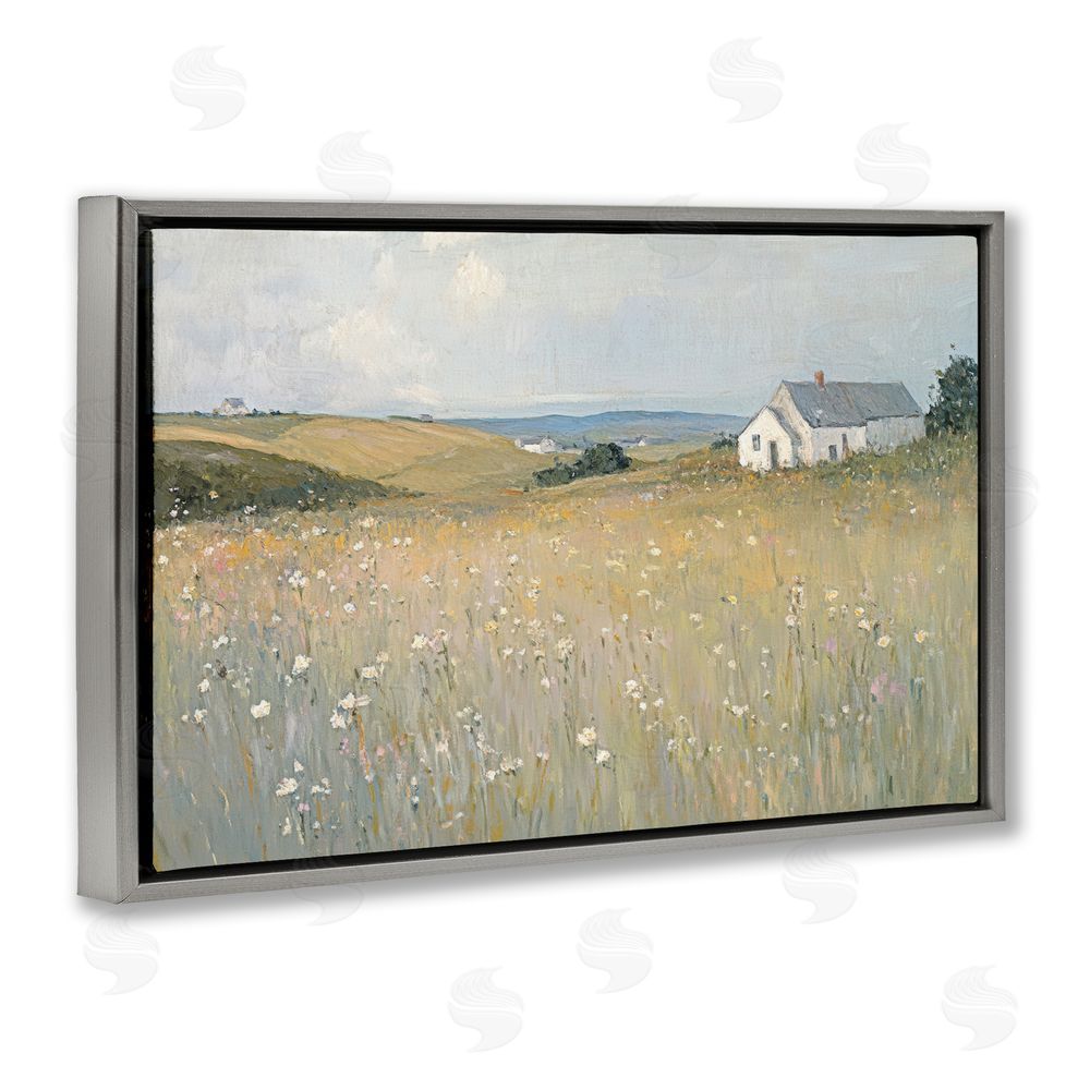 Petal Prints Design Homes in the Hills Gray Floating Frame Canvas Wall Art Print