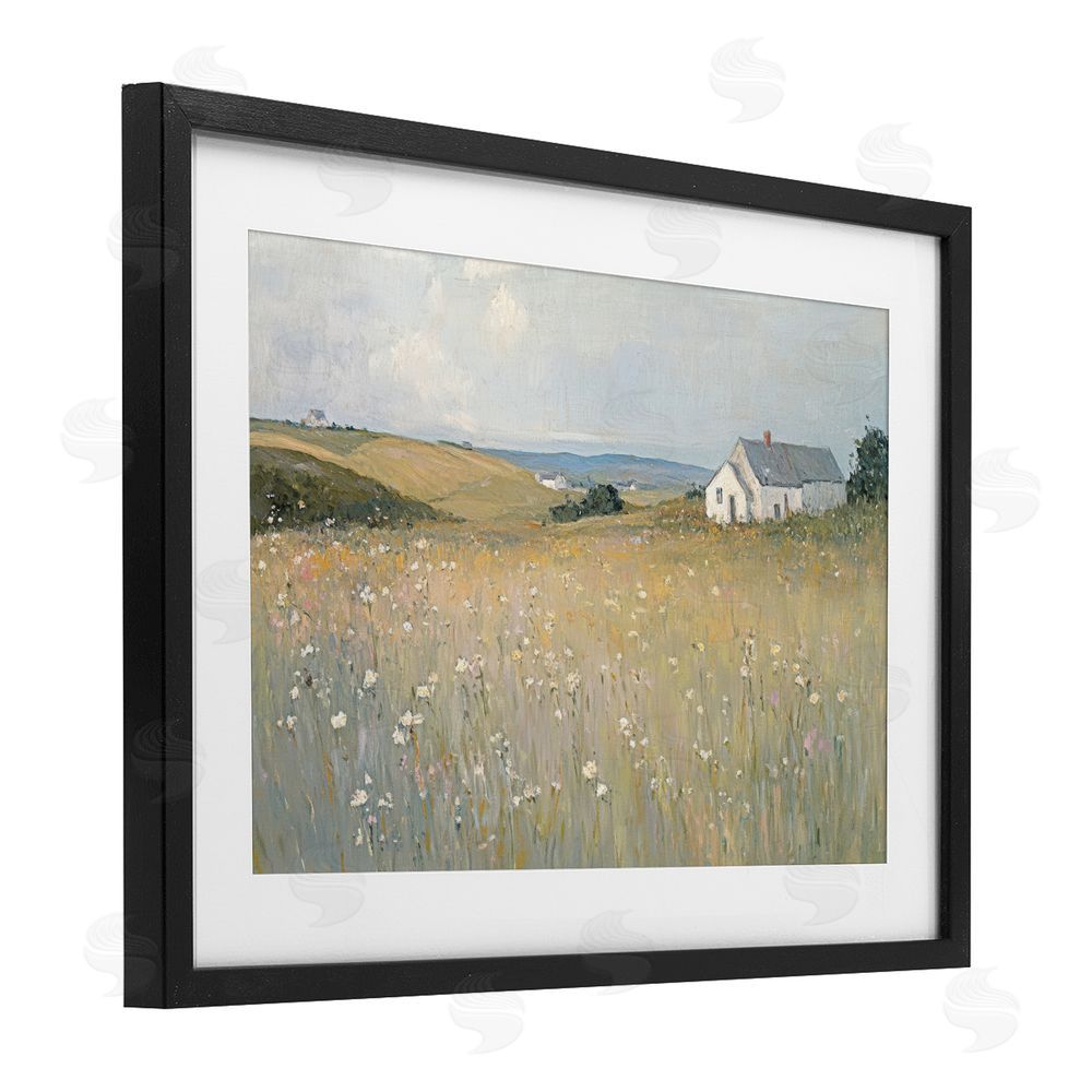 Petal Prints Design Homes in the Hills Black Framed Print Under Glass with White Mat Wall Art