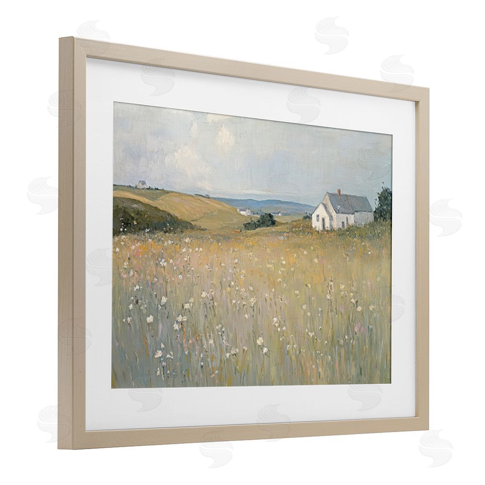 Petal Prints Design Homes in the Hills Birch Framed Print Under Glass with White Mat Wall Art