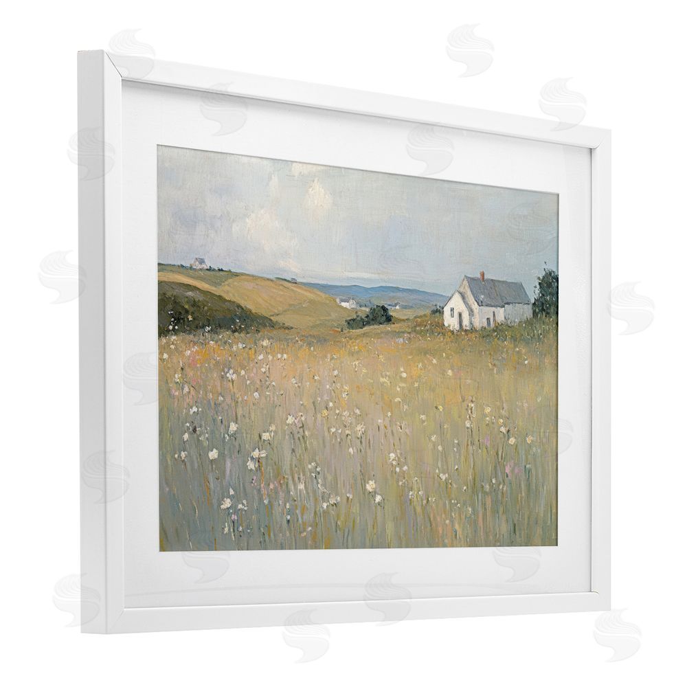 Petal Prints Design Homes in the Hills White Framed Print Under Glass with Mat Wall Art
