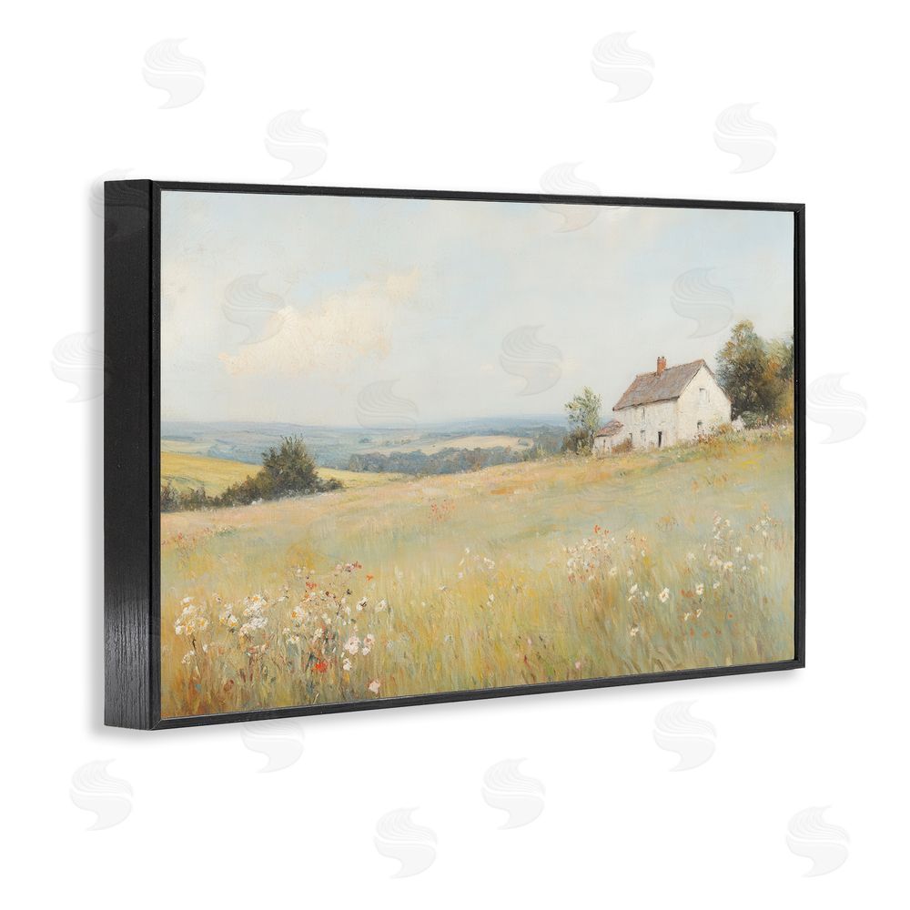 Petal Prints Design Little House Prairie Landscape Black Framed Giclee Wall Art Print