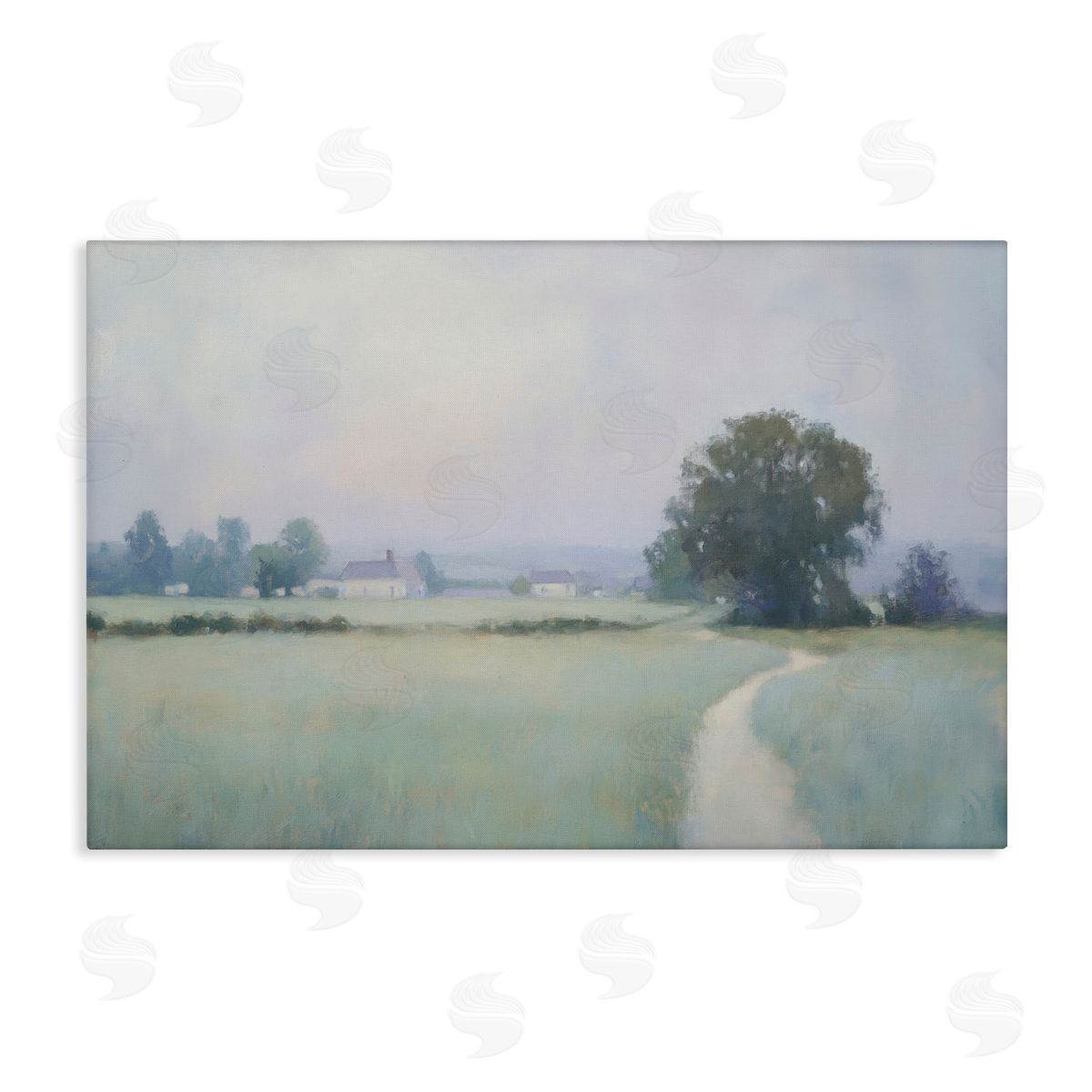 Petal Prints Design Long Driveway Bluish Landscape Canvas Wall Art Print