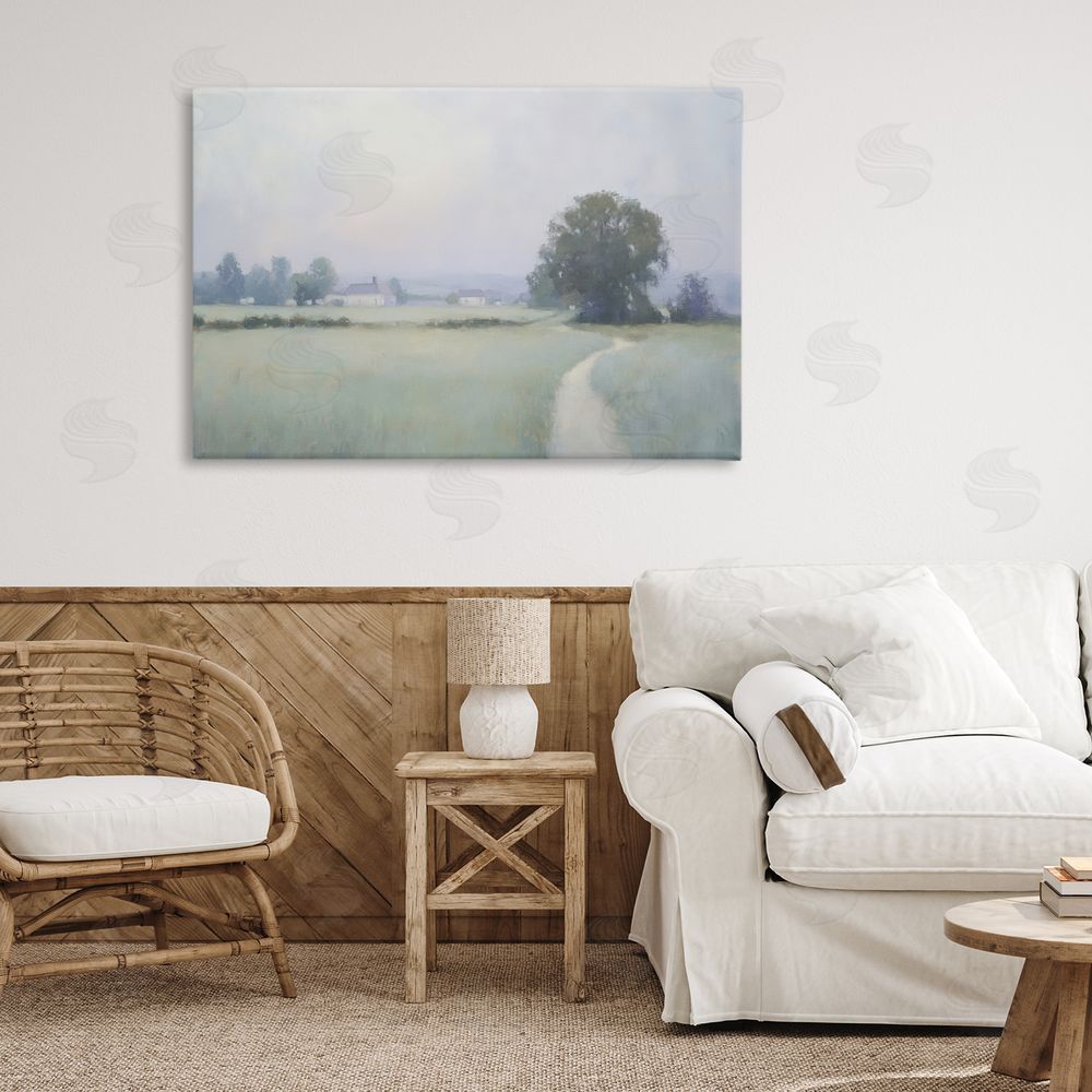 Petal Prints Design Long Driveway Bluish Landscape Canvas Art on Wall