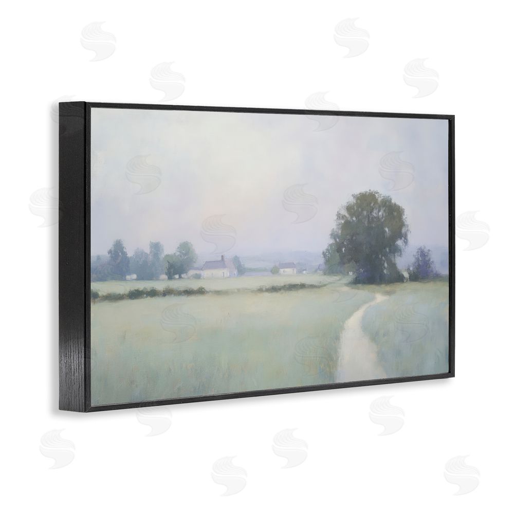 Petal Prints Design Long Driveway Bluish Landscape Black Framed Giclee Wall Art Print