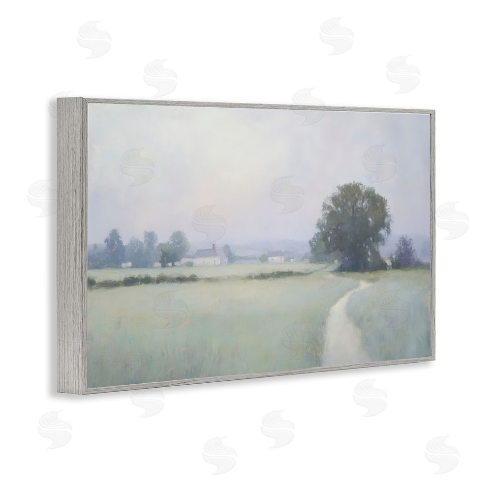 Petal Prints Design Long Driveway Bluish Landscape Gray Framed Giclee Wall Art Print