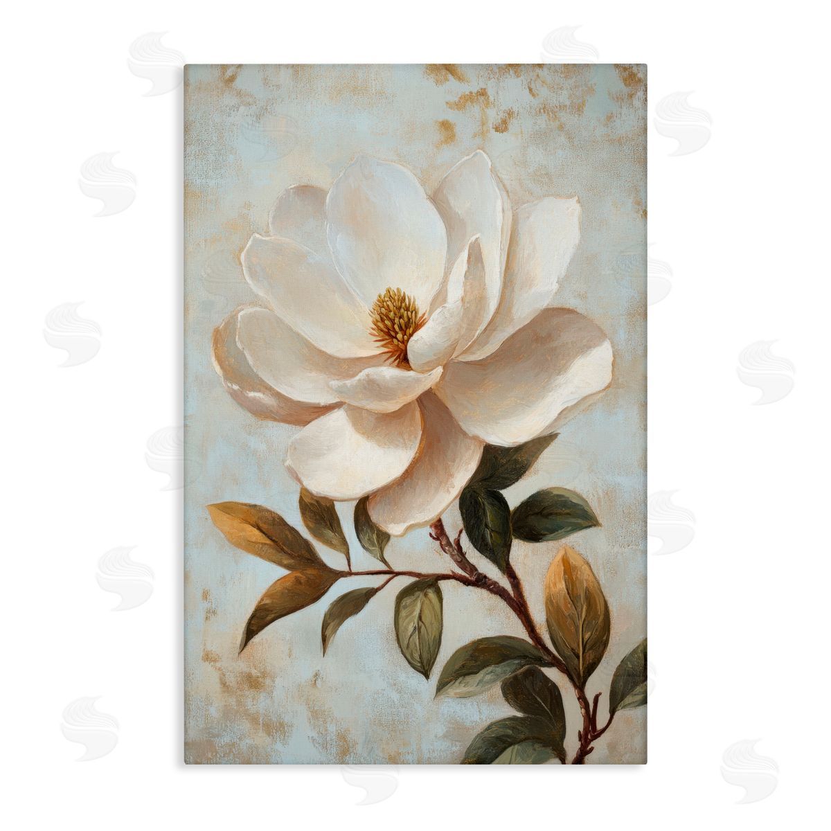 Petal Prints Design Open White Magnolia Flower Canvas Wall Art Print