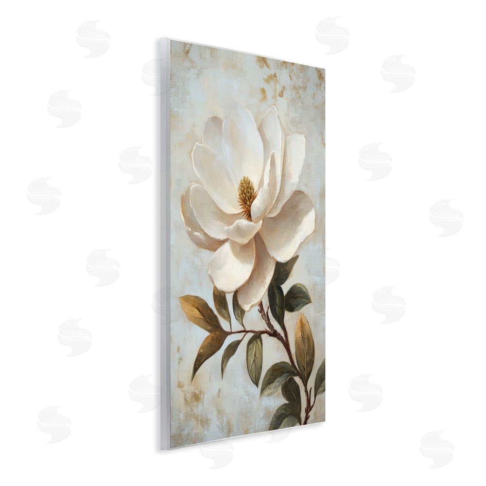Petal Prints Design Open White Magnolia Flower Wall Plaque Art Print
