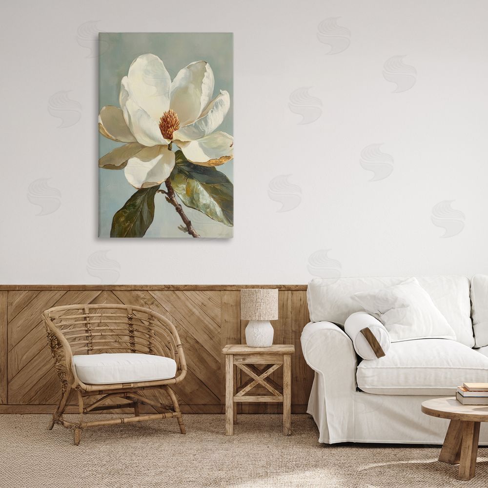 Petal Prints Design Blossomed White Magnolia Floral Canvas Art on Wall