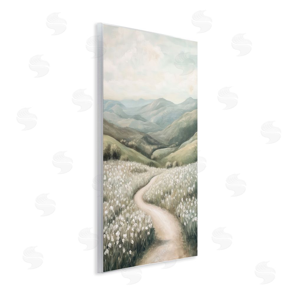 Petal Prints Design White Wildflower Meadow Path Wall Plaque Art Print
