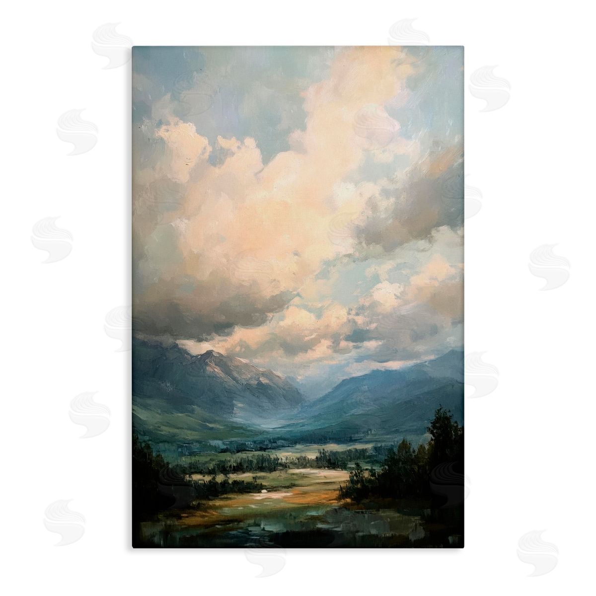 Petal Prints Design Split Heavens Cloudy Meadow Canvas Wall Art Print