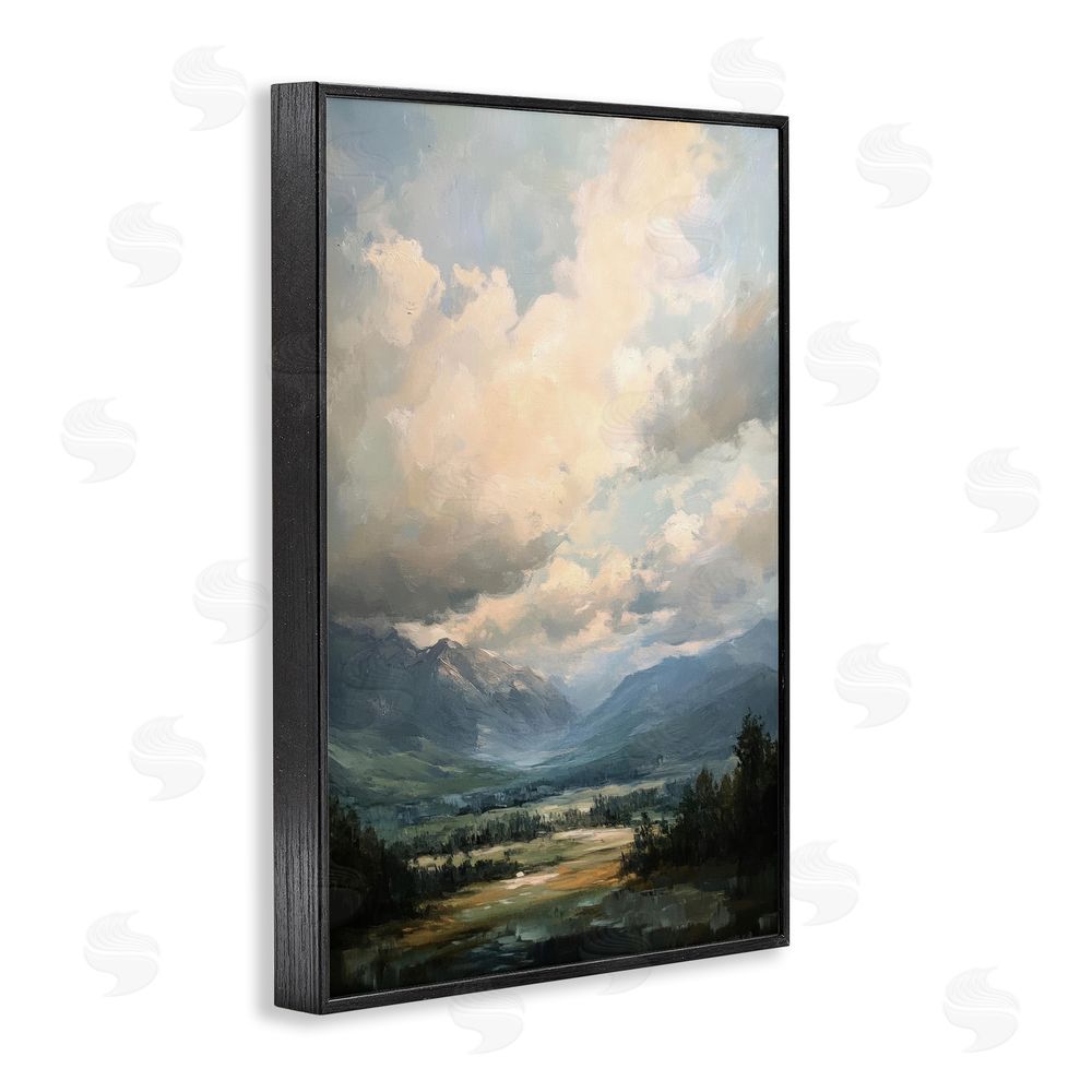 Petal Prints Design Split Heavens Cloudy Meadow Black Framed Giclee Wall Art Print