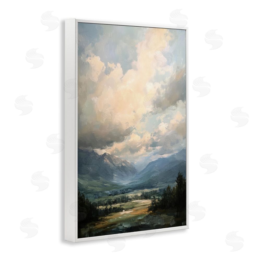Petal Prints Design Split Heavens Cloudy Meadow White Framed Giclee Wall Art Print