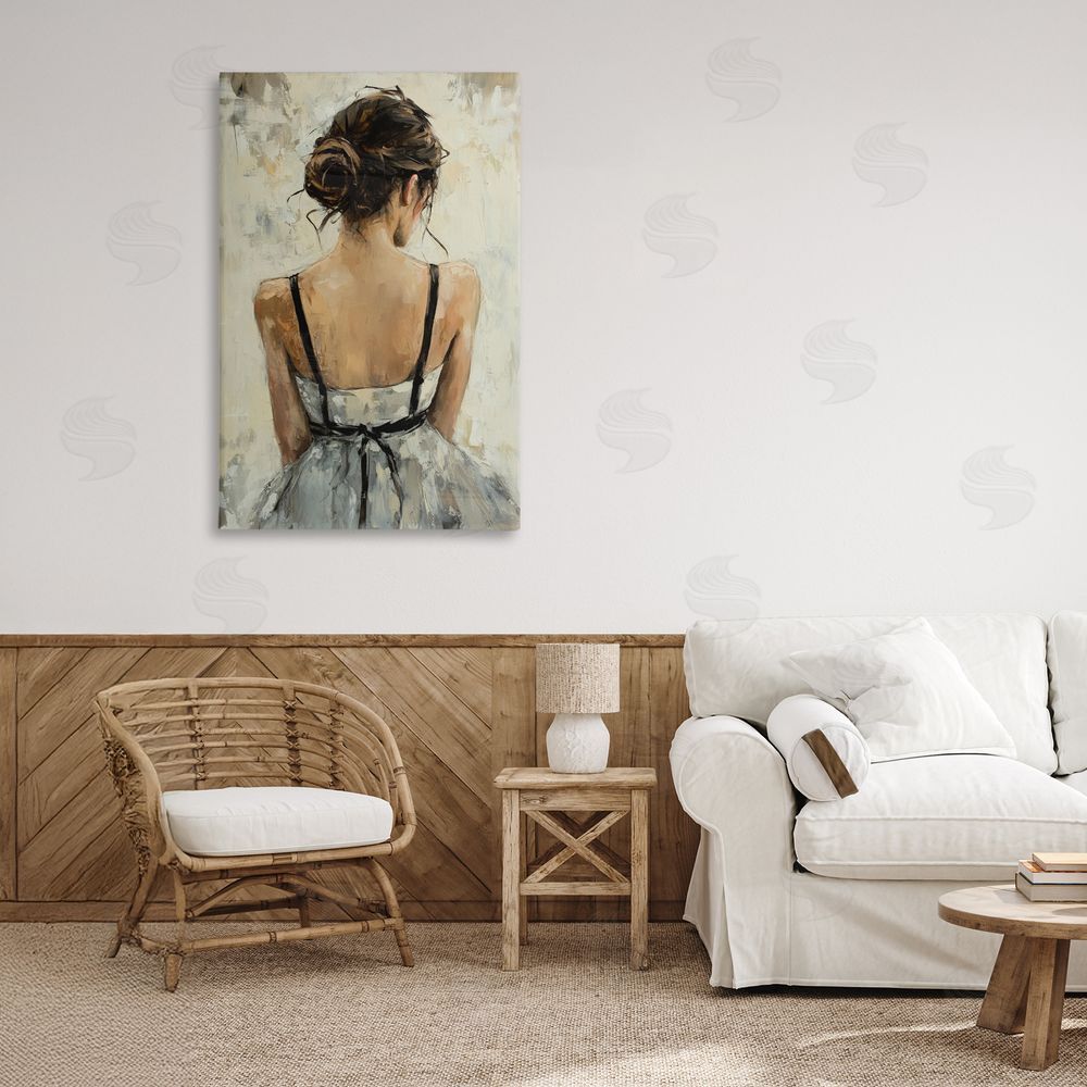 Petal Prints Design Back View Female in Dress Canvas Art on Wall