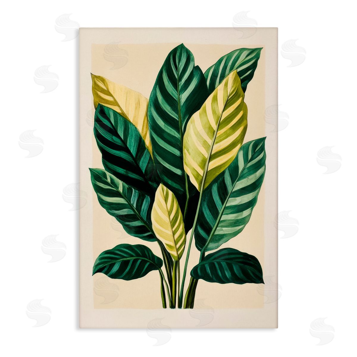 Petal Prints Design Tropical Leaves Green Branches Canvas Wall Art Print