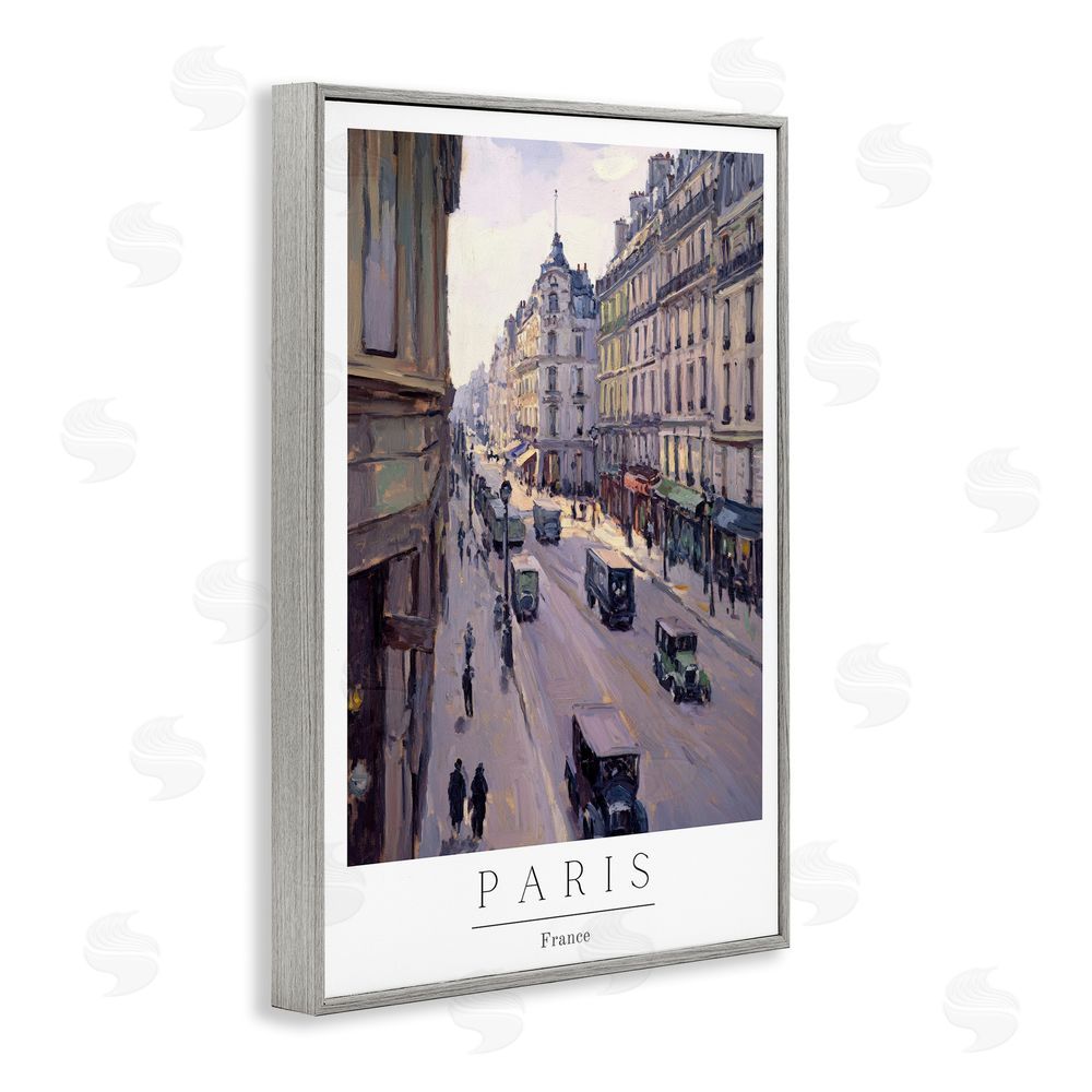 Petal Prints Design Paris Streets Vintage Scene Gray Framed Giclee Wall Art Print