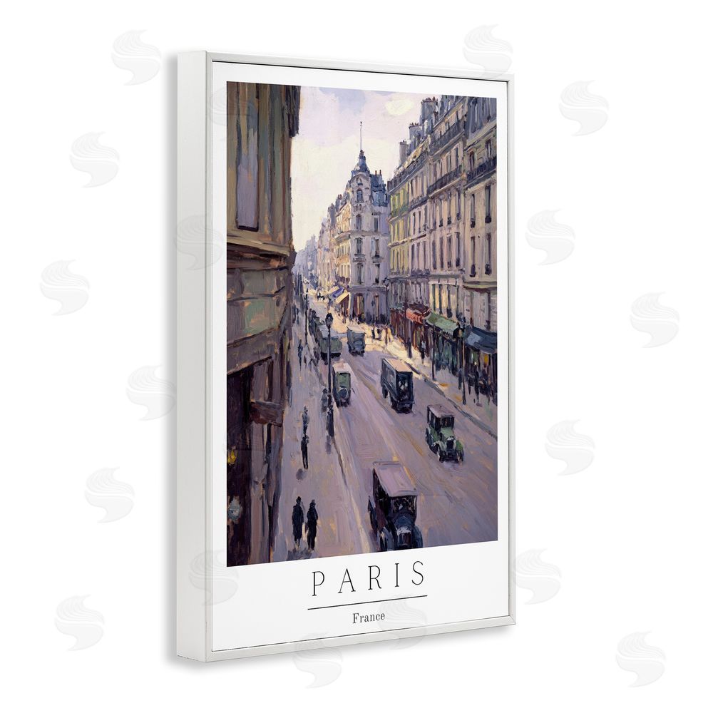 Petal Prints Design Paris Streets Vintage Scene White Framed Giclee Wall Art Print