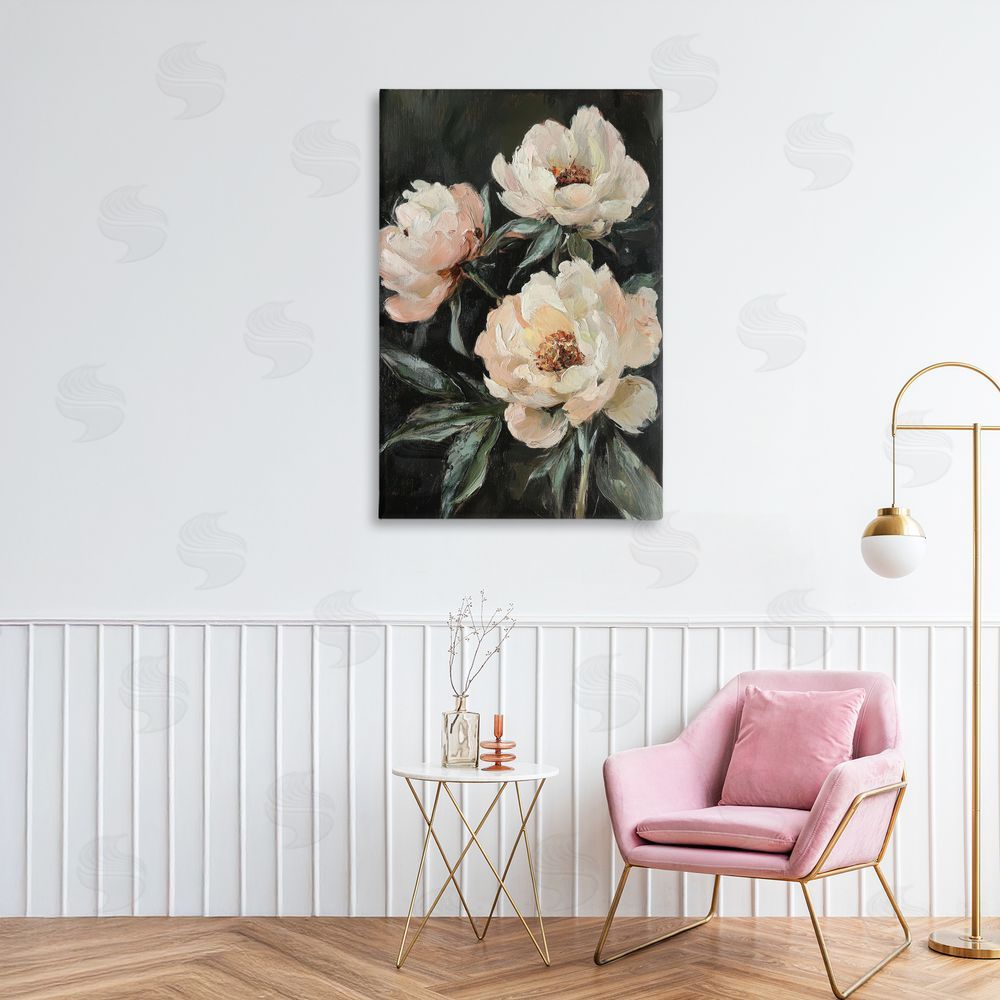 Petal Prints Design Peach Roses Floral Painting Canvas Art on Wall