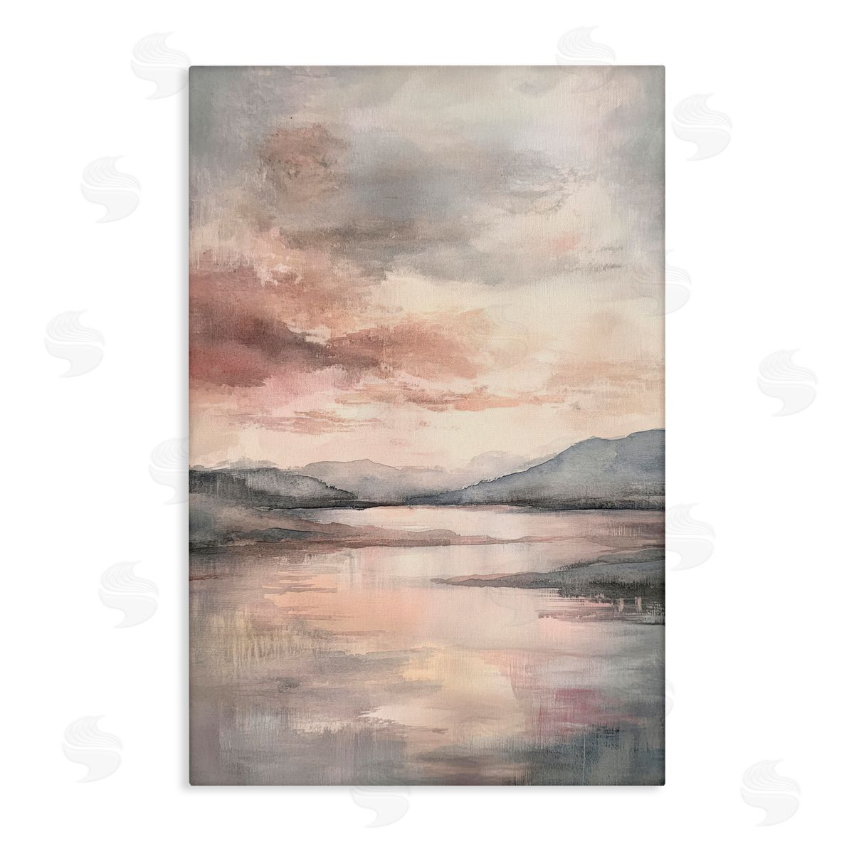 Petal Prints Design Cloud Covered Lake Landscape Canvas Wall Art Print