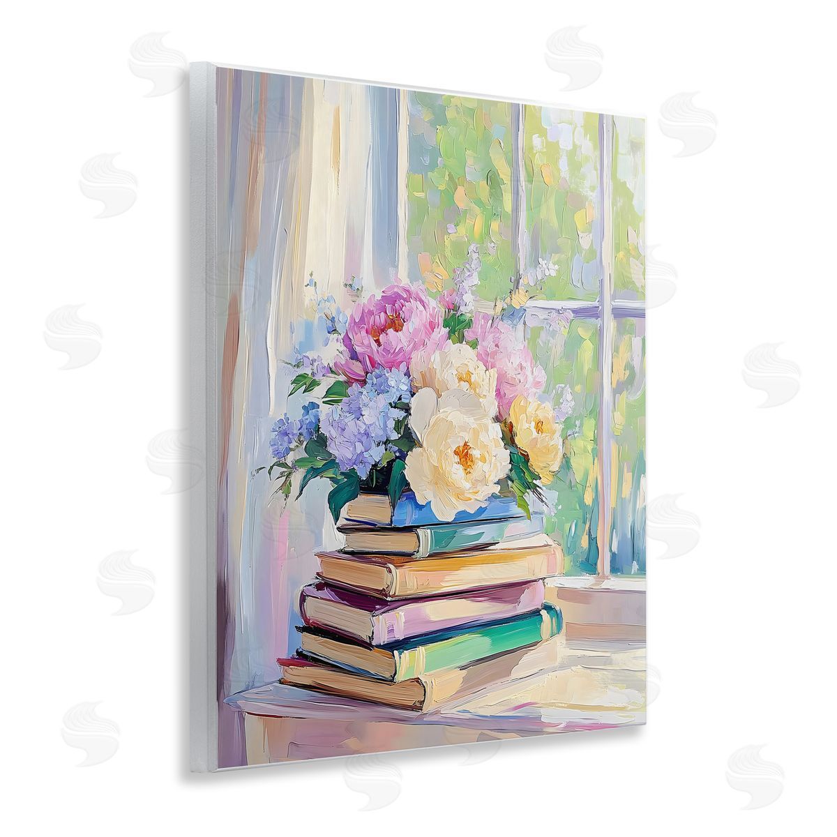 Arlington Prints Pastel Floral Book Stack Wall Plaque Art Print