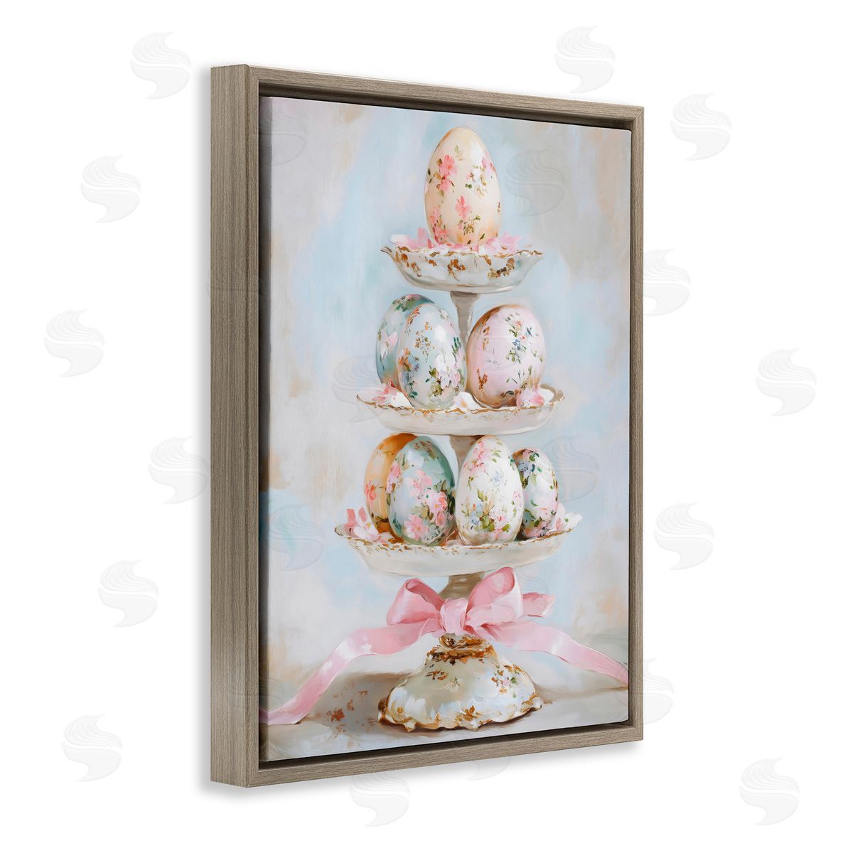 Arlington Prints Pastel Coquette Easter Eggs Brown Floating Frame Canvas Art Print