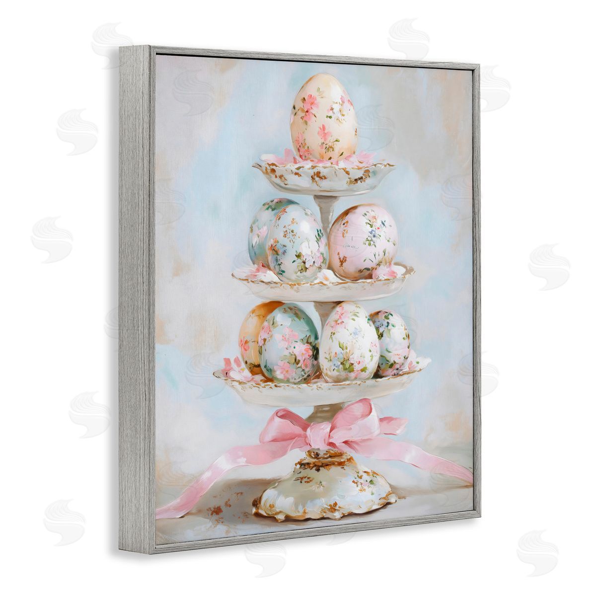 Arlington Prints Pastel Coquette Easter Eggs Gray Framed Giclee Art Print