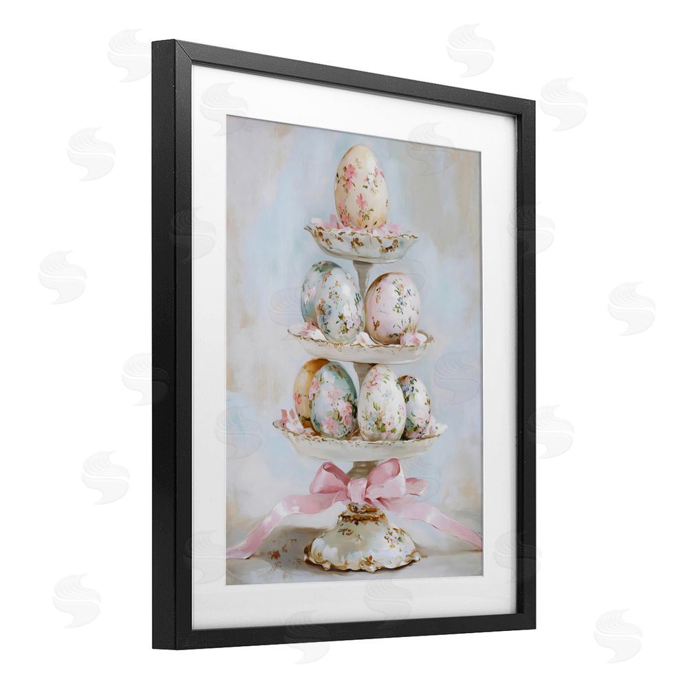 Arlington Prints Pastel Coquette Easter Eggs Black Framed Print Under Glass Art