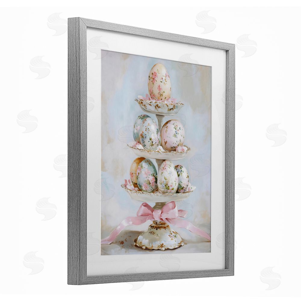 Arlington Prints Pastel Coquette Easter Eggs Gray Framed Print Under Glass Art