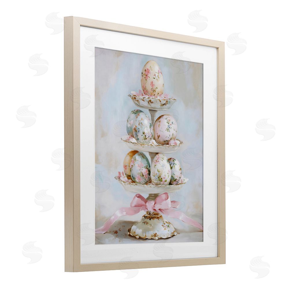Arlington Prints Pastel Coquette Easter Eggs Birch Framed Print Under Glass Art