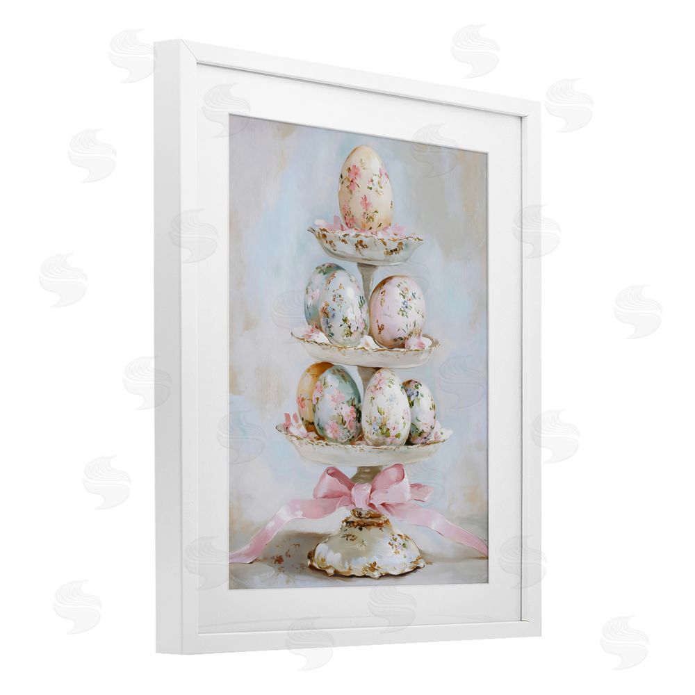 Arlington Prints Pastel Coquette Easter Eggs White Framed Print Under Glass Art