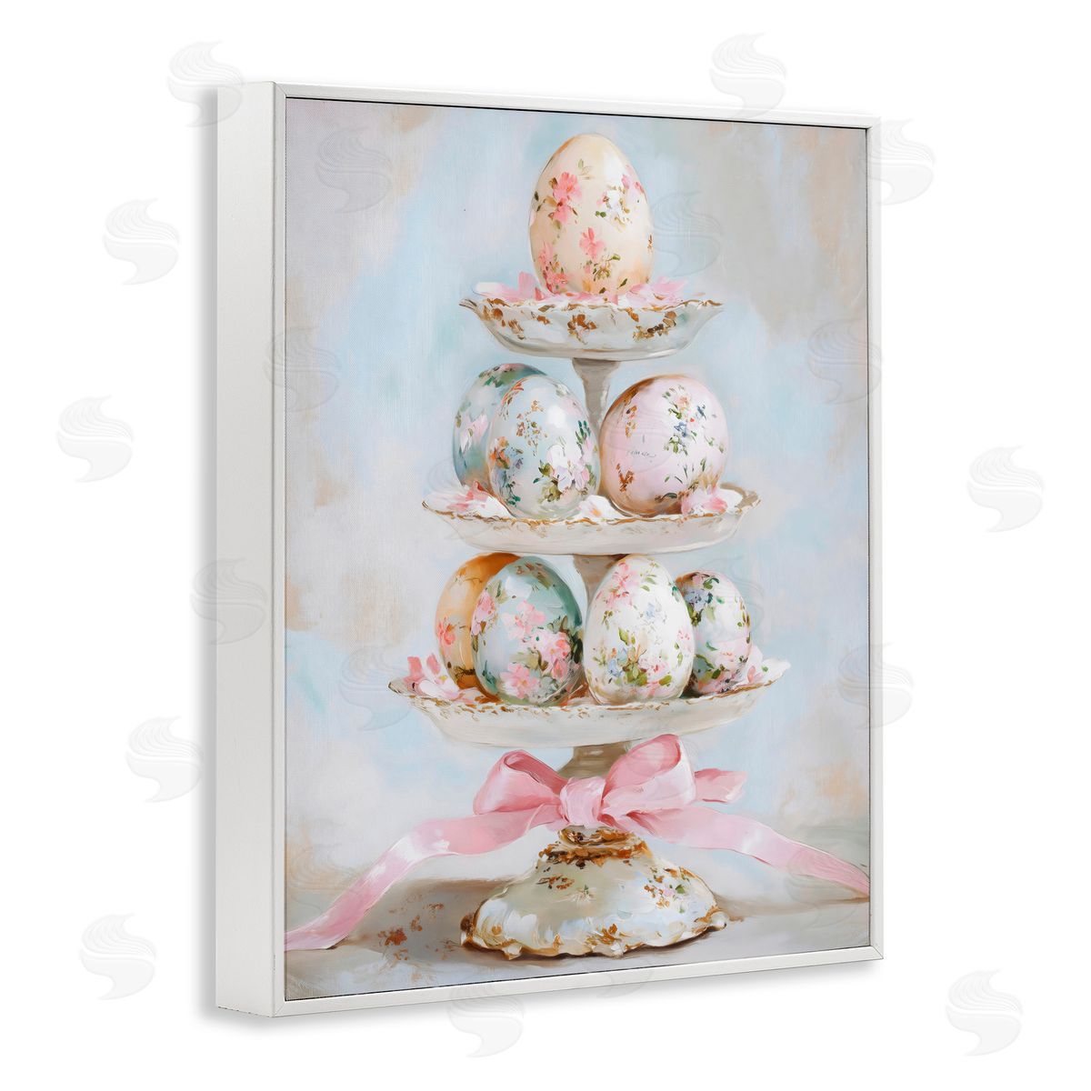 Arlington Prints Pastel Coquette Easter Eggs White Frame Giclee Art Print