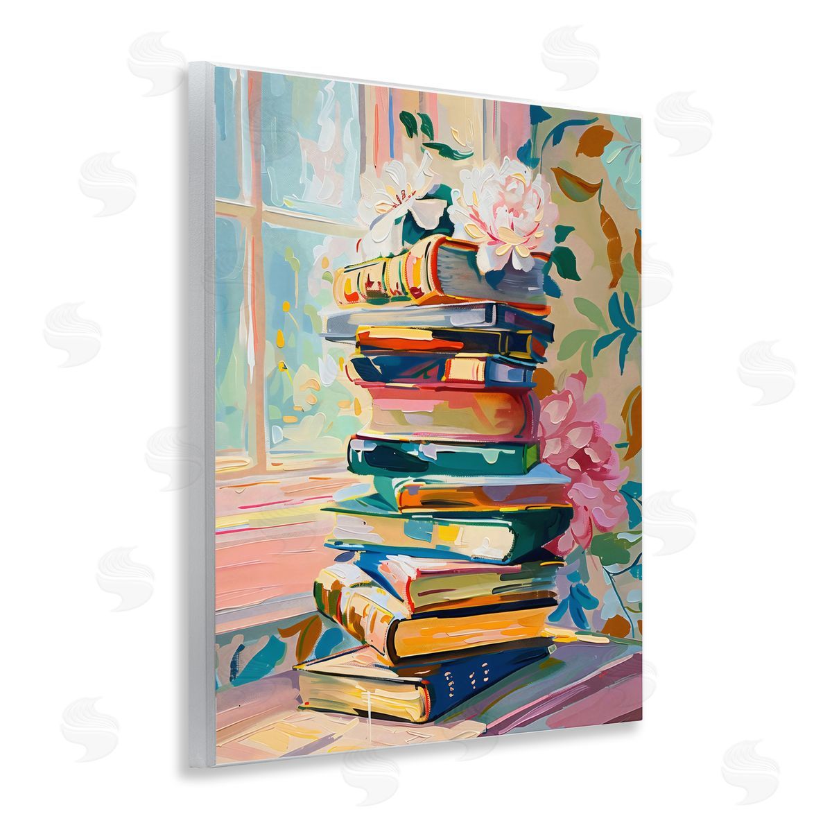 Arlington Prints Vivid Bookstack by Window Wall Plaque Art Print