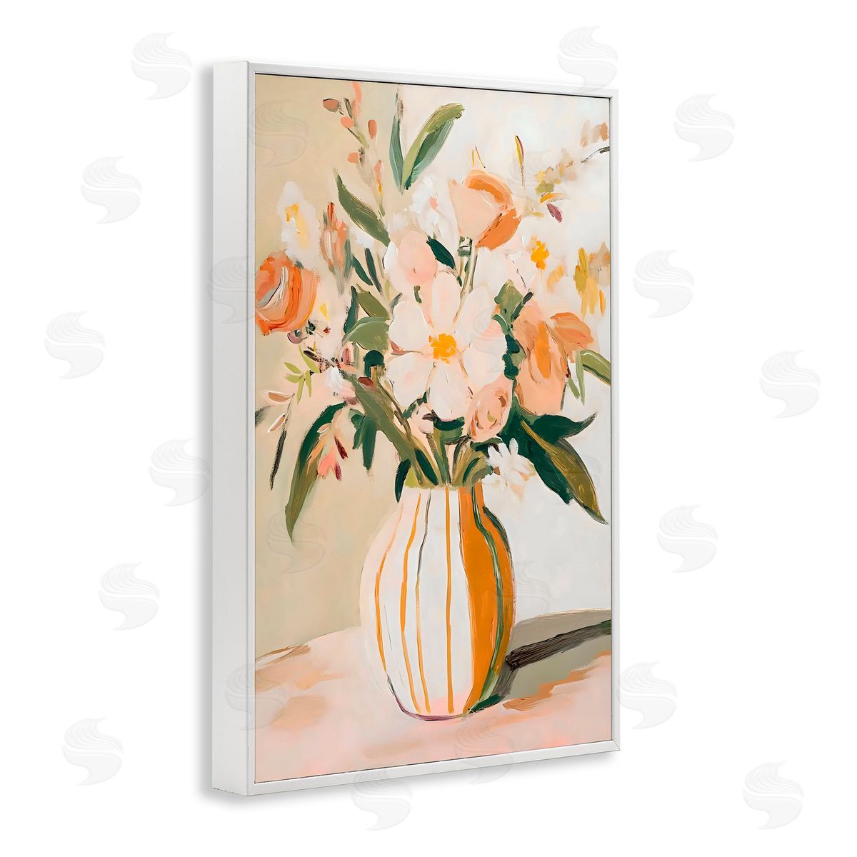 Creative Studio Peachy Pink Vase with Flowers White Frame Giclee Art Print