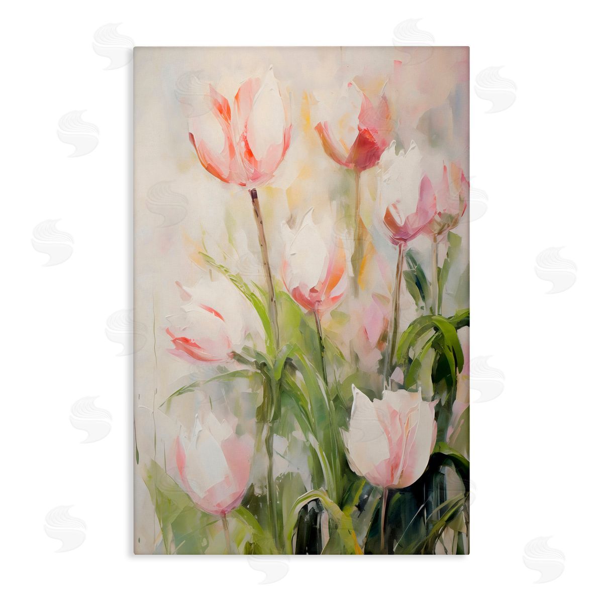 Creative Studio Pale Pink Tulips Abstraction Canvas Wall Art Print