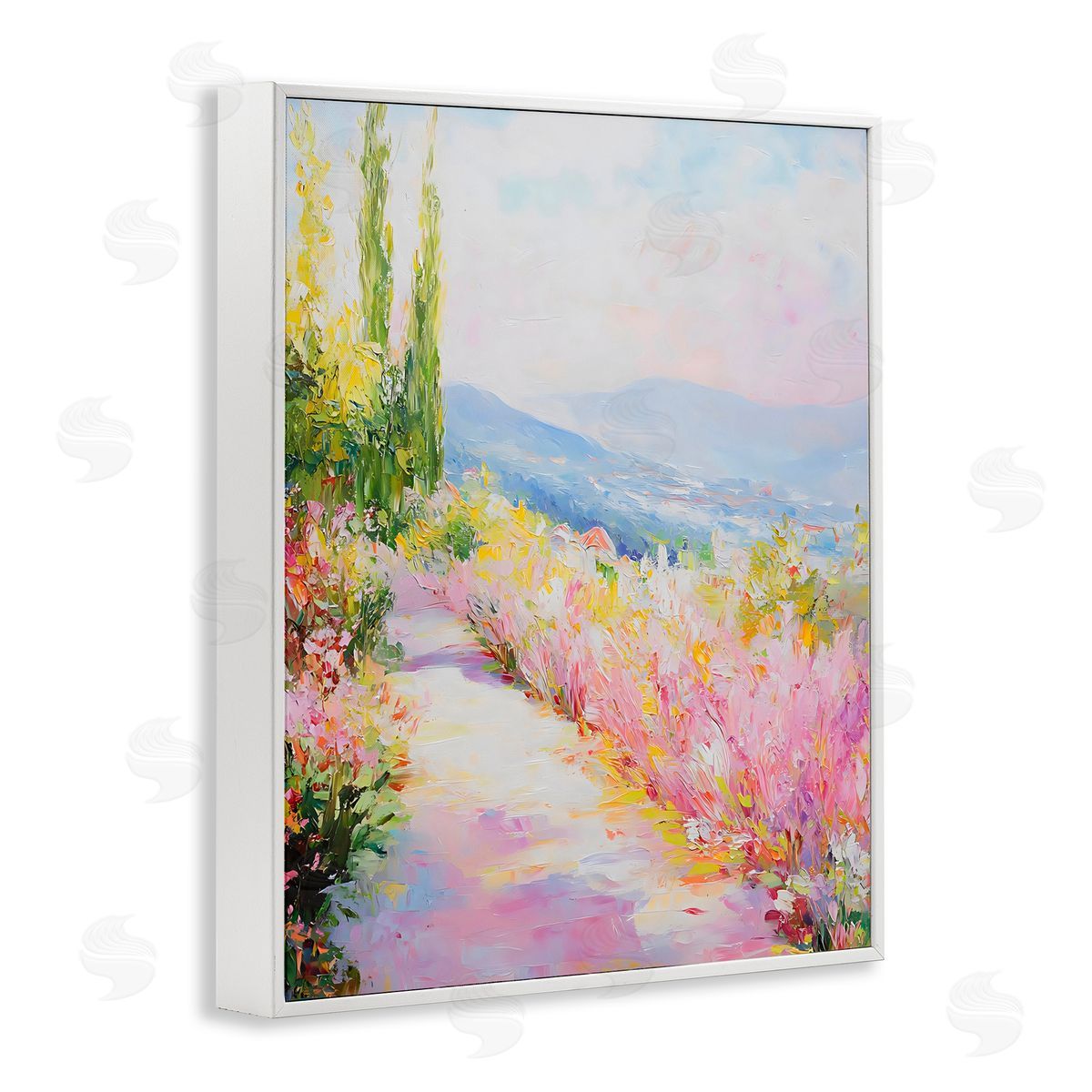 Creative Studio Scenic Walk With Wilflowers White Frame Giclee Art Print