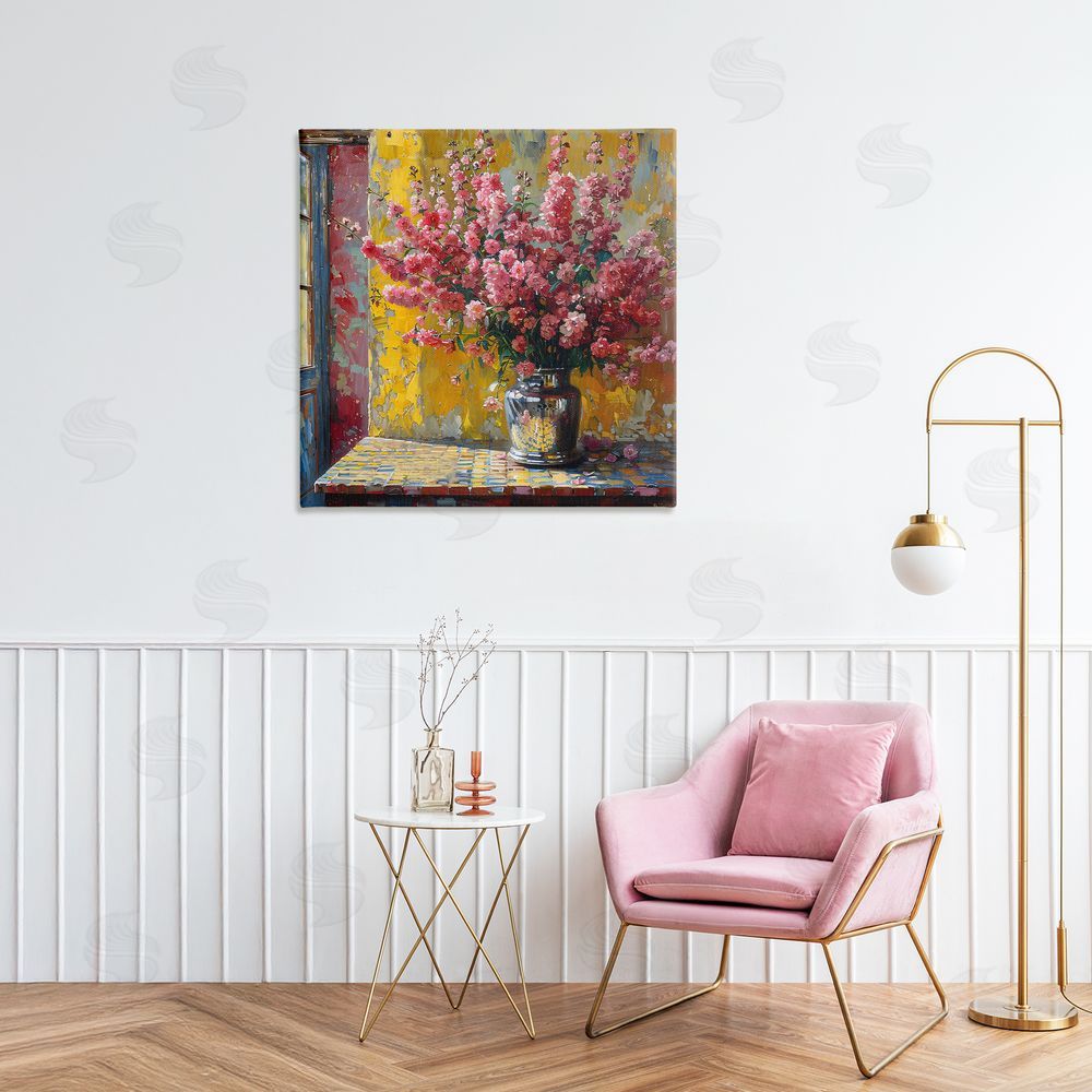 Creative Studio Full Pink Flower Display Printed Wall Art in Room