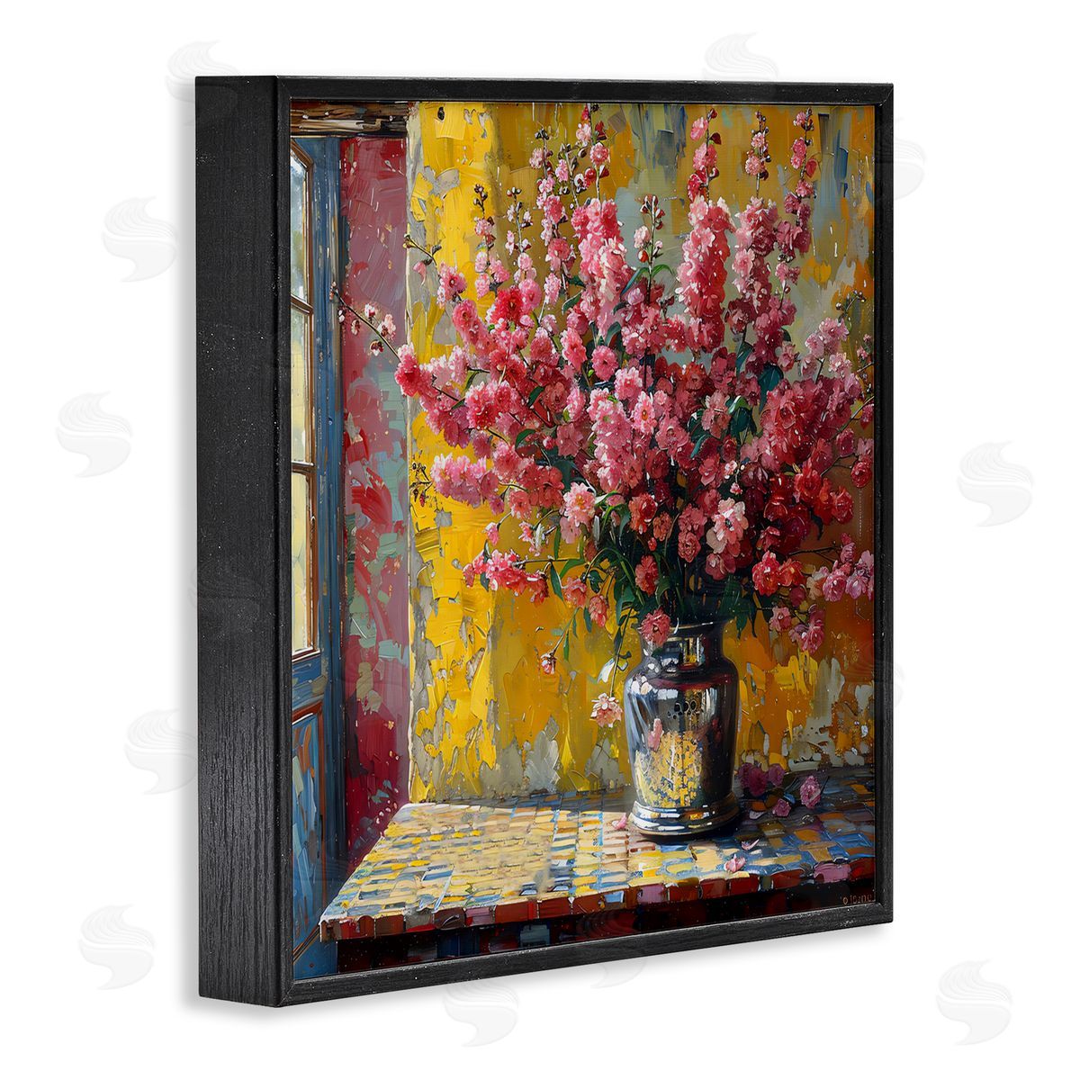 Creative Studio Full Pink Flower Display Black Framed Giclee Art Print