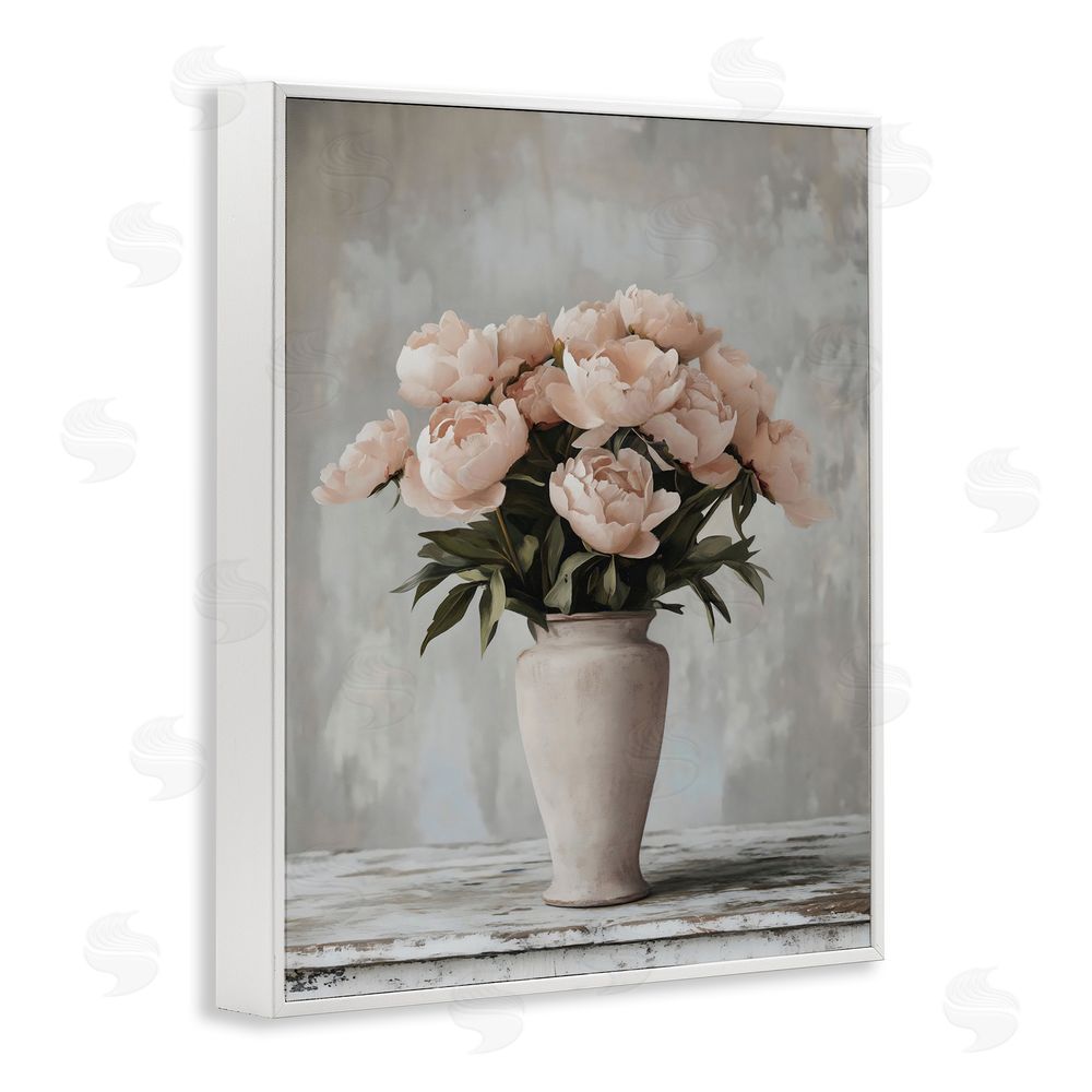 Franklyn Gregory Tall Pink Vase For Roses White Framed Giclee Wall Art Print