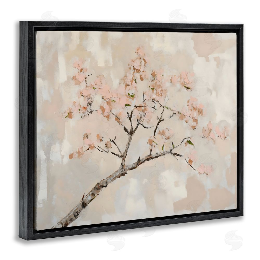 Franklyn Gregory Muted Cherry Blossoms Branch Black Floating Frame Canvas Wall Art Print