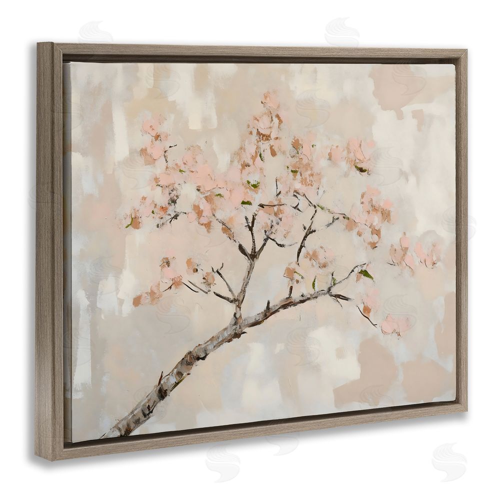 Franklyn Gregory Muted Cherry Blossoms Branch Brown Floating Frame Canvas Wall Art Print