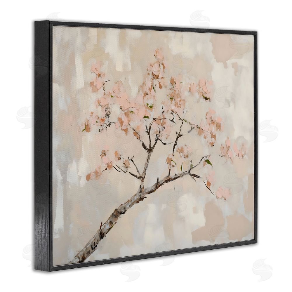 Franklyn Gregory Muted Cherry Blossoms Branch Black Framed Giclee Wall Art Print