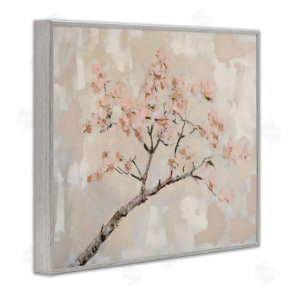 Franklyn Gregory Muted Cherry Blossoms Branch Gray Framed Giclee Wall Art Print