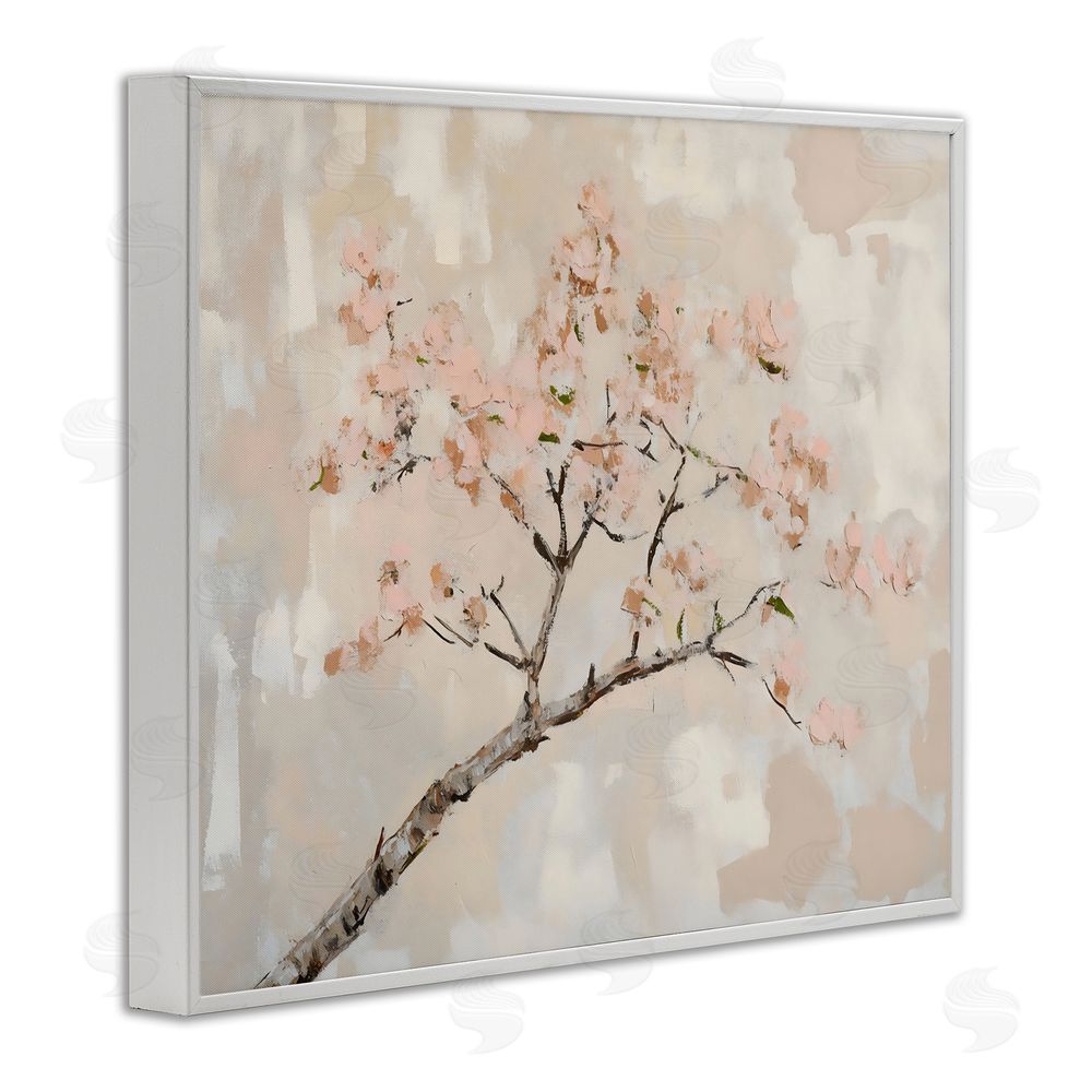 Franklyn Gregory Muted Cherry Blossoms Branch White Framed Giclee Wall Art Print