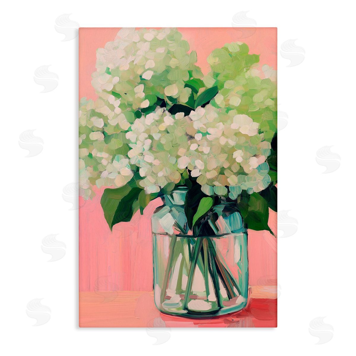 Gina Kelly Hydrangea on Pink Background Canvas Wall Art Print