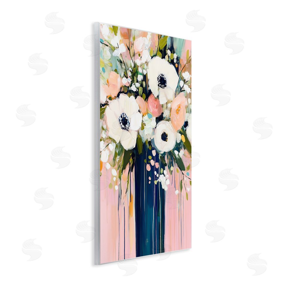 Gina Kelly Modern White Flowers in Vase Wall Plaque Art Print