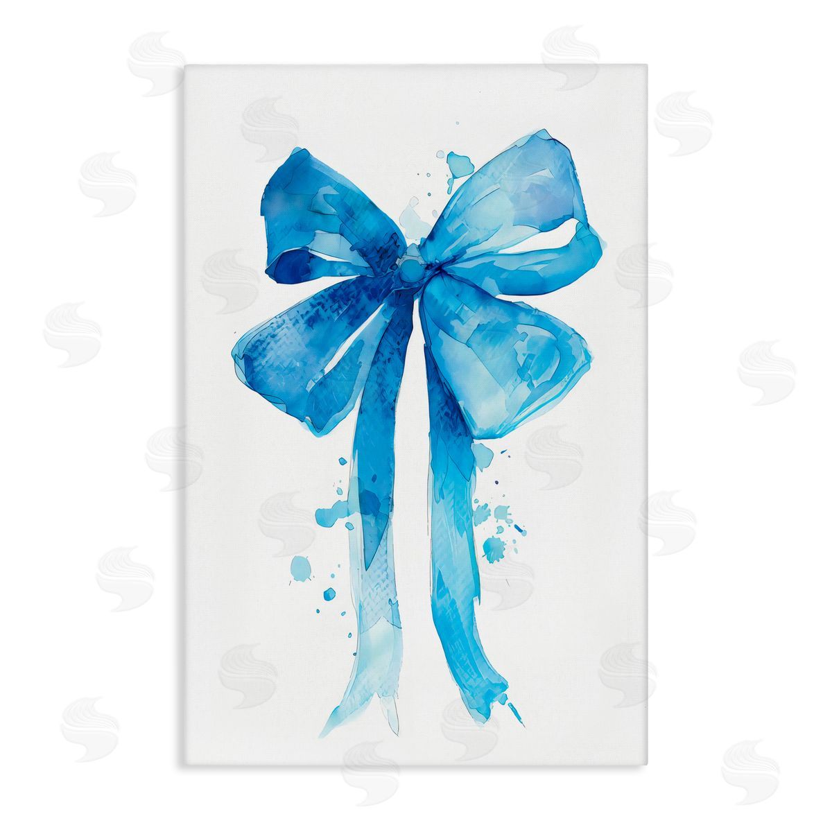 LSR Design Studio Blue Watercolor Bow Illustration Canvas Wall Art Print